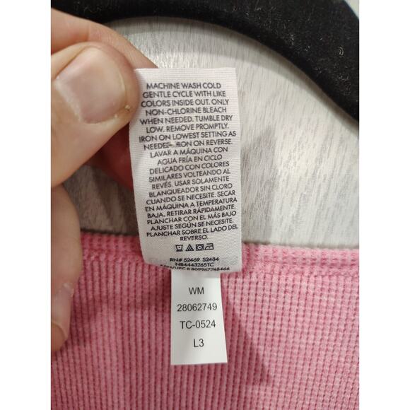 No Boundaries Pink Knit Cropped Sweater Faux Wrap Size L 12/14 Y2K Barbie - Picture 4 of 6